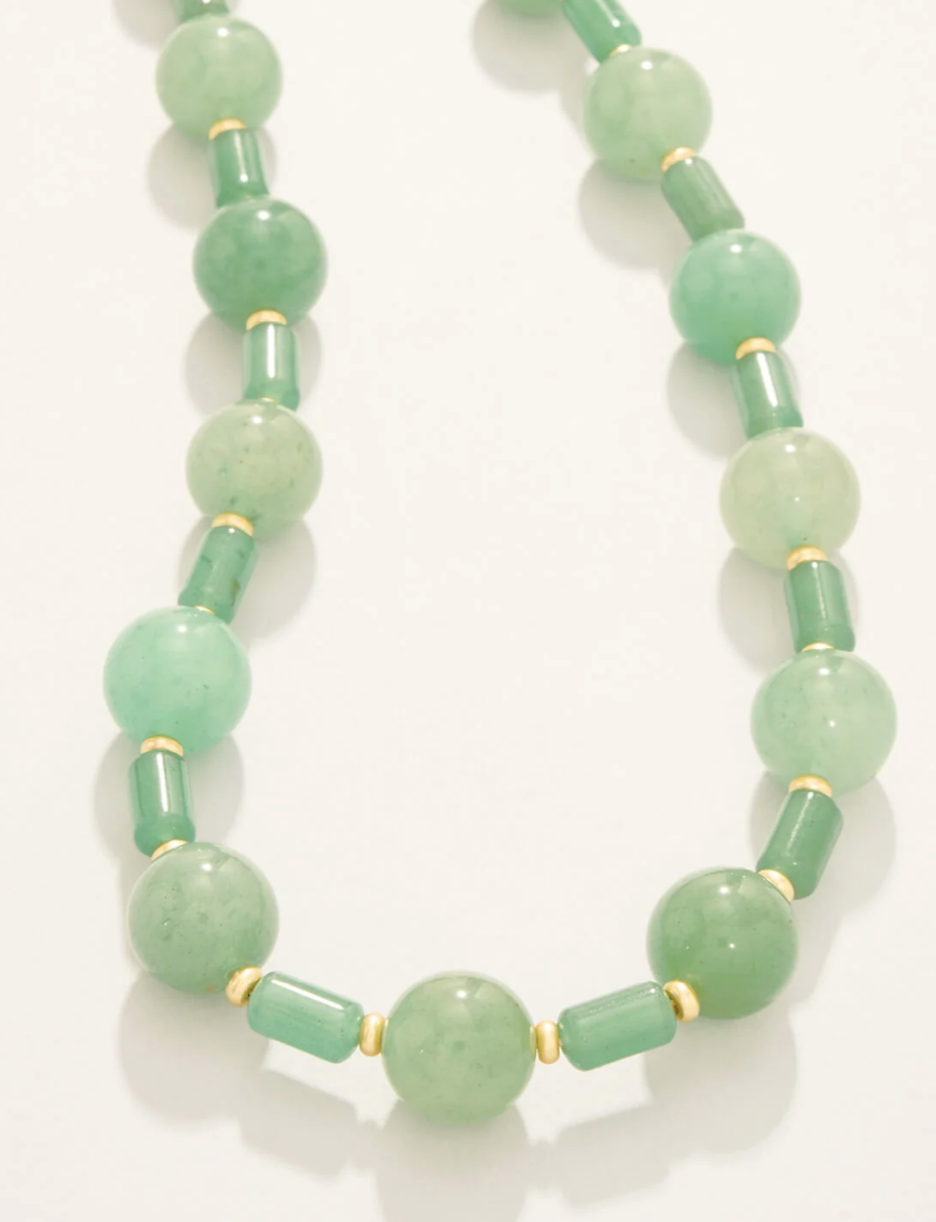 Castillo Beaded Necklace 24" Green Aventurine
