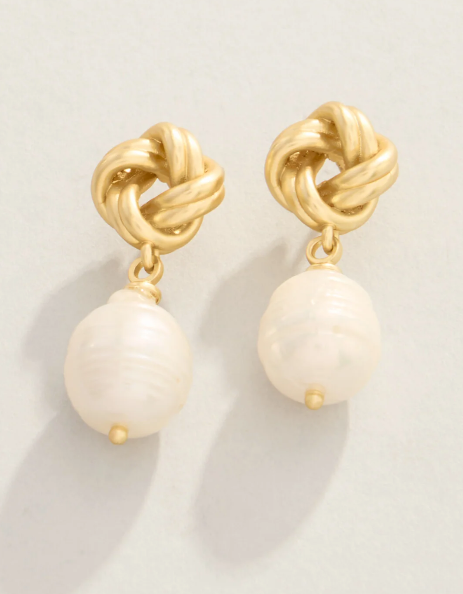 Knotted Pearl Earrings Pearl