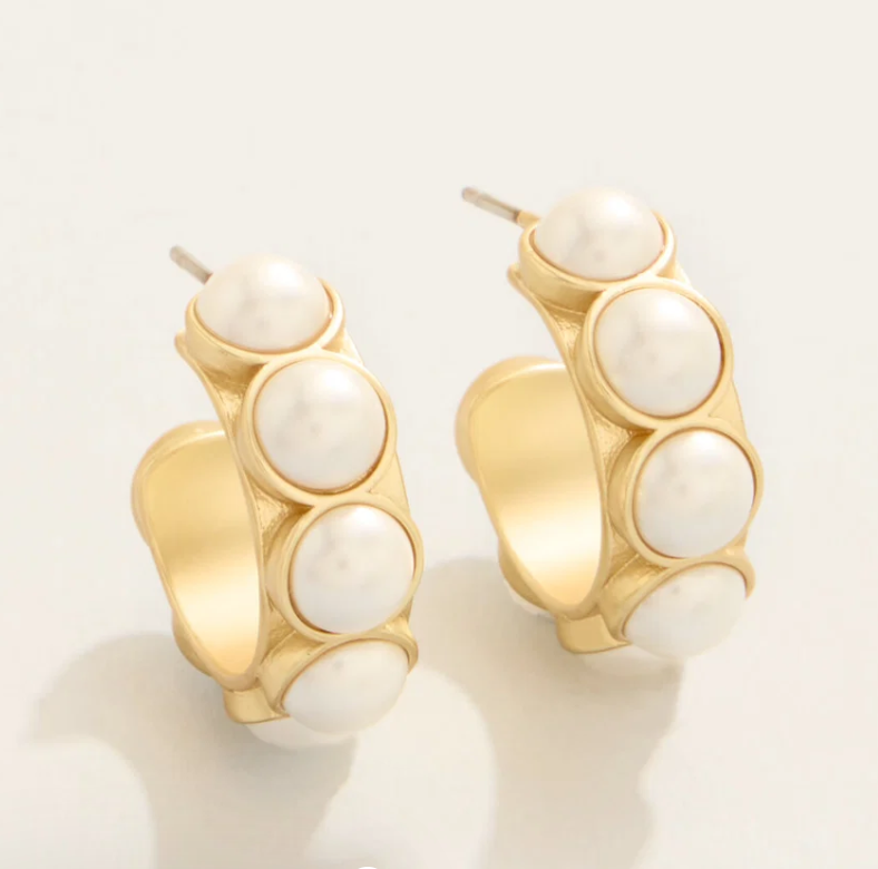 Anna Petite Hoop Earrings Pearl