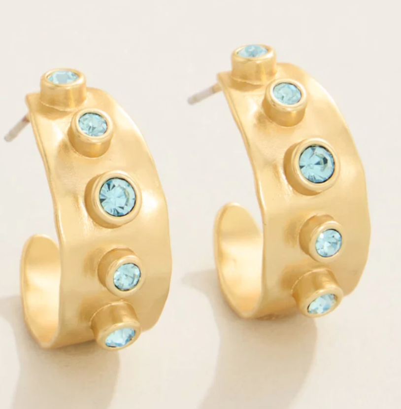 Estate Petite Hoop Earrings Blue