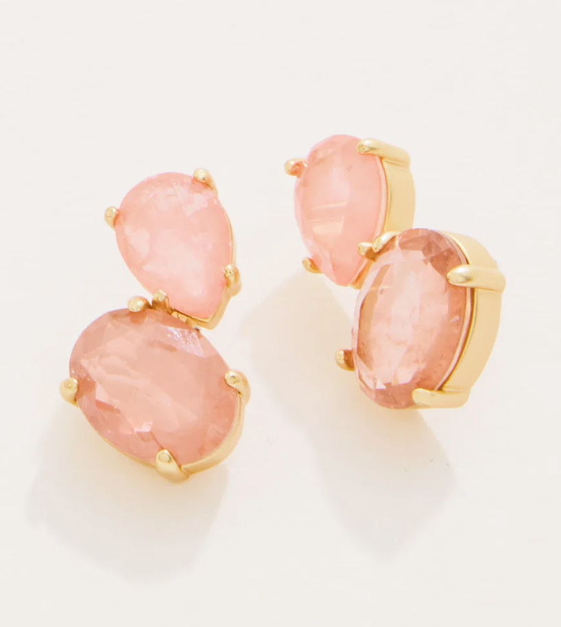 Naiad Dewdrop Stud Earrings Pink