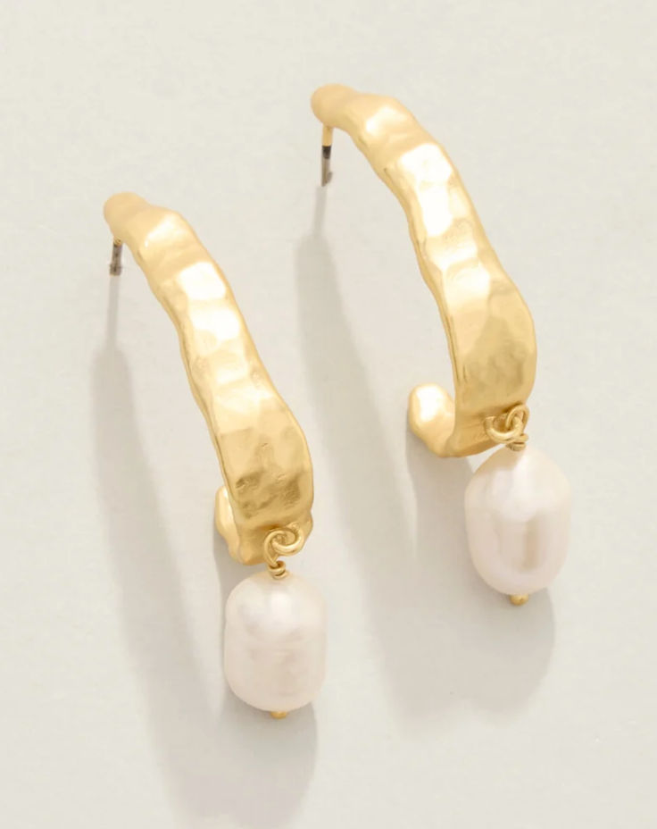 Tumbled Hoop Earrings Pearl