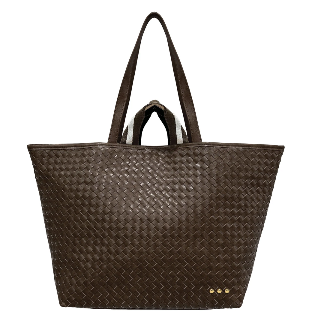 Tiffany Woven Organizer Tote Bag - Chocolate