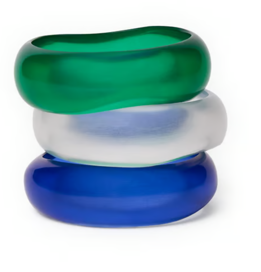 Esther Resin Bangle Set of 3 - Navy, Green and Light