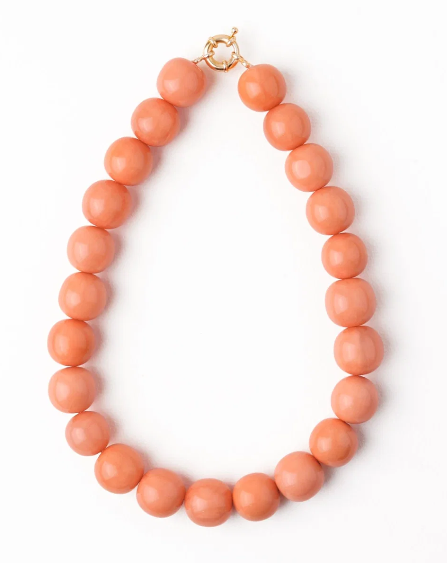 Iris Large Resin Bead Necklace Coral