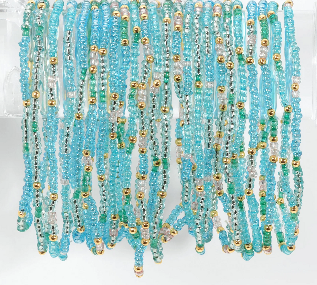 Solid Color 2mm Seed Bead Bracelet - Light Blue