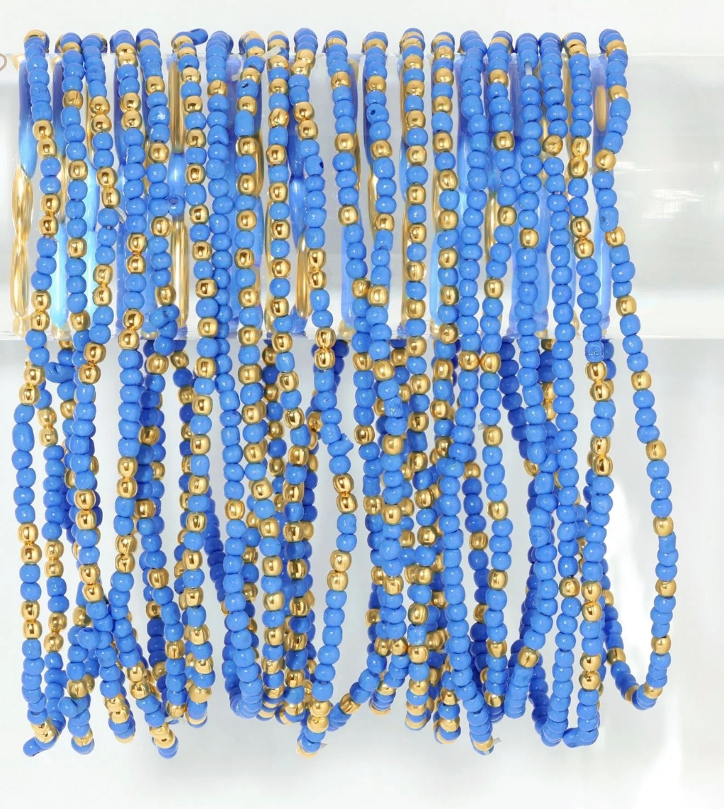 Stretch Beaded Solid Game Day Bracelet - Blue