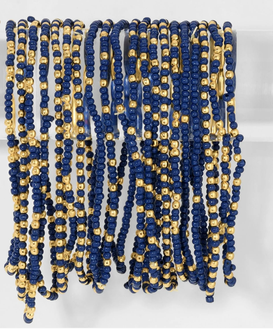 Stretch Beaded Solid Game Day Bracelet - Navy