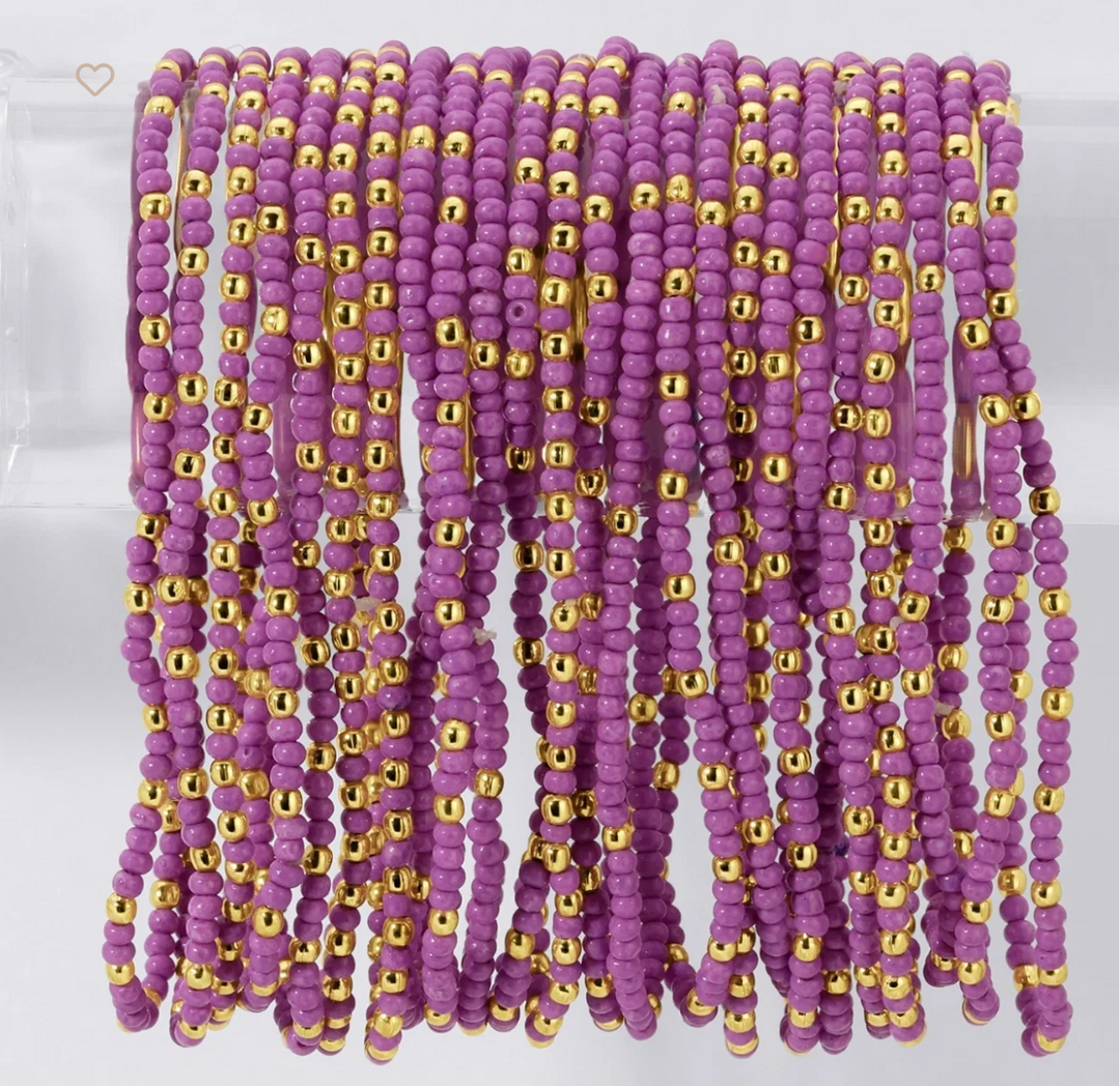 Solid Color 2mm Seed Bead Bracelet - Lilac