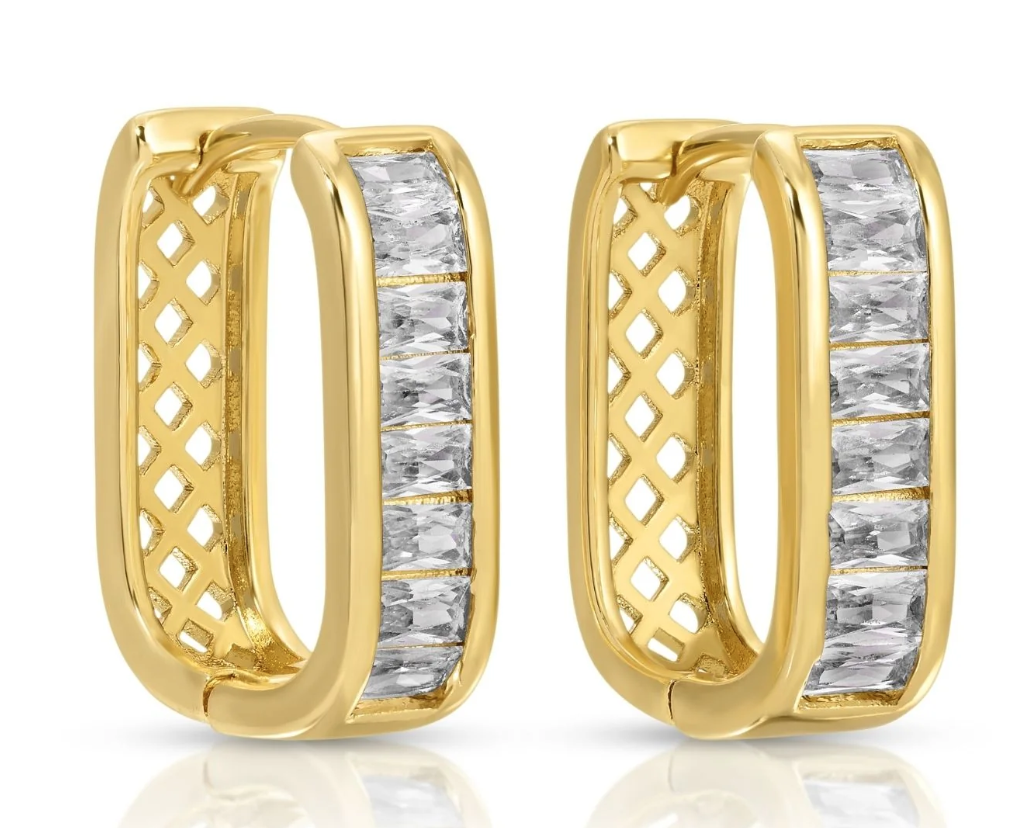 Large Baguette Oblong CZ Huggies