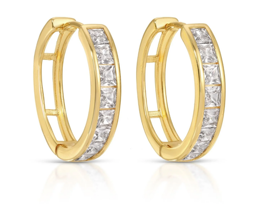 Large Square CZ Huggies