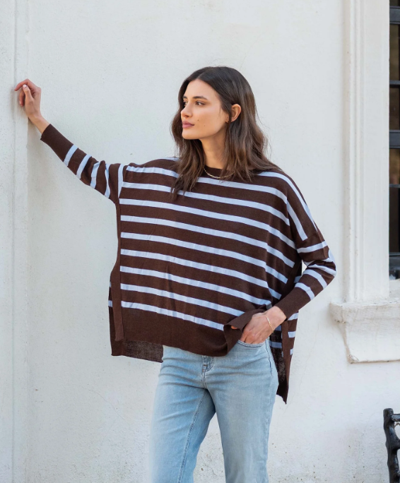 Amour Sweater - Chocolate / Icing Blue - One Size