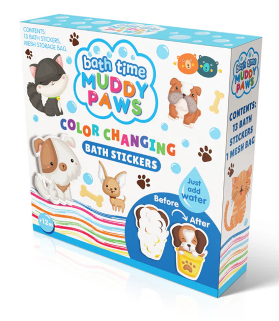 Color Changing Bath Stickers- Muddy Paws