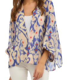 Ikat Print Blue Short Kimono