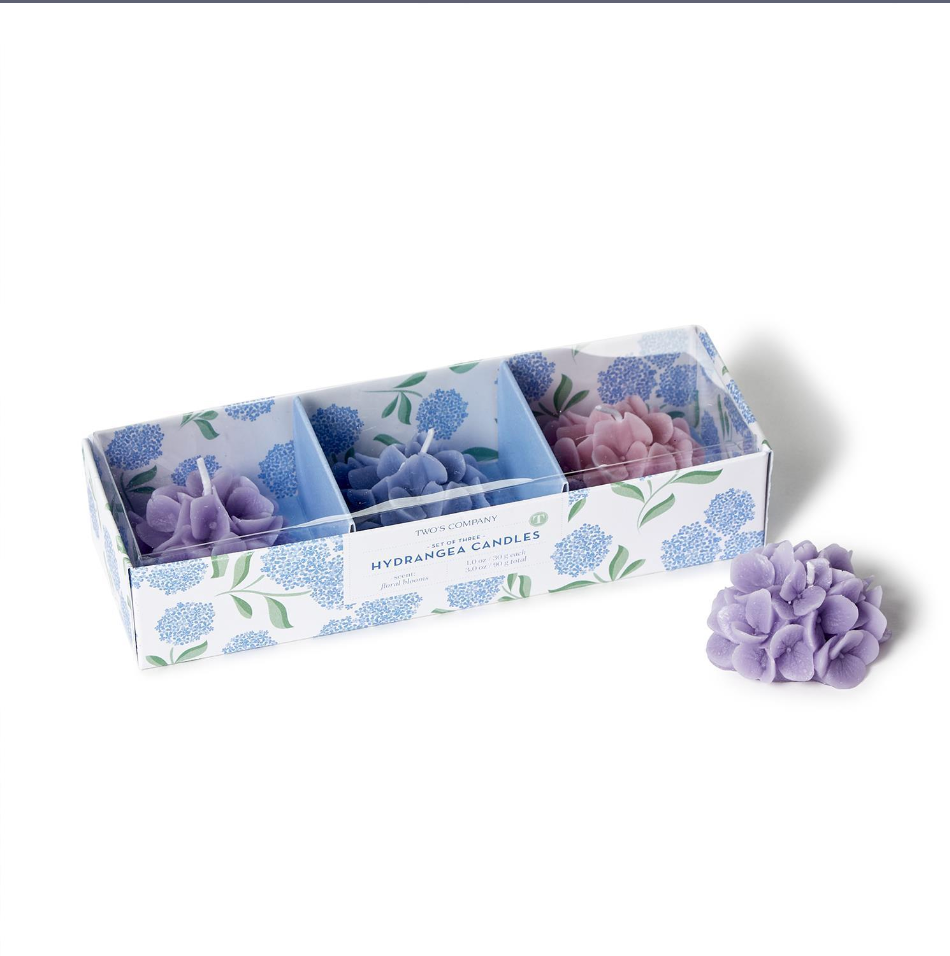 S/3 Hydrangea Floral Blooms Scented Candles in Gift Box