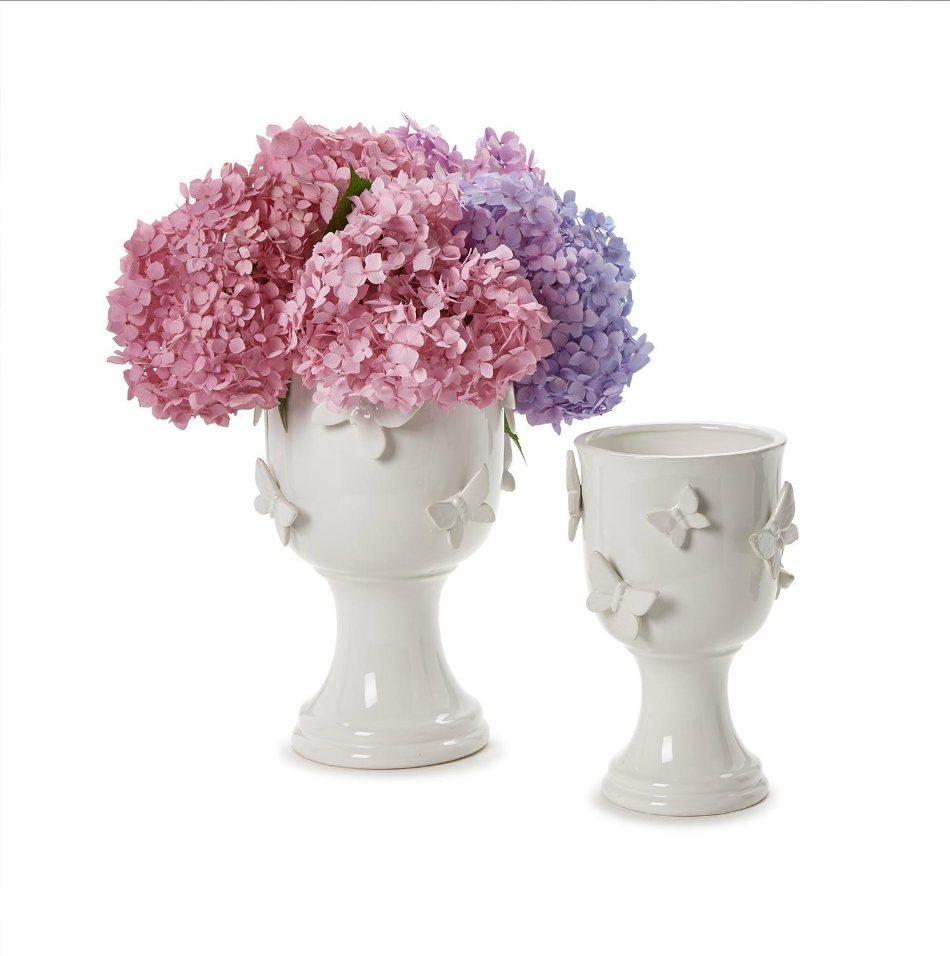 Butterfly Pedestal Cachepot with Sculpted Butterflies- INDIVIDUAL