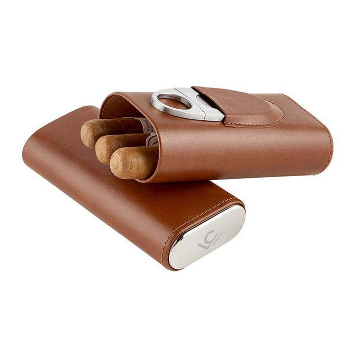 3 Finger Leather Cigar Case & Cutter