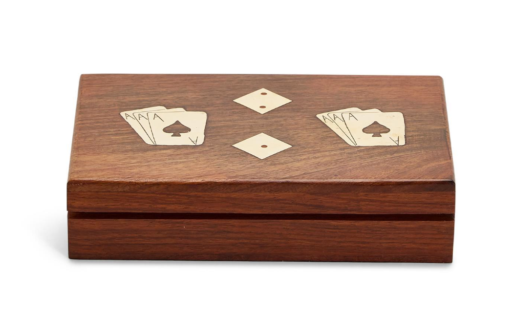 Wood Crafted Playing Card/Dice Game Set