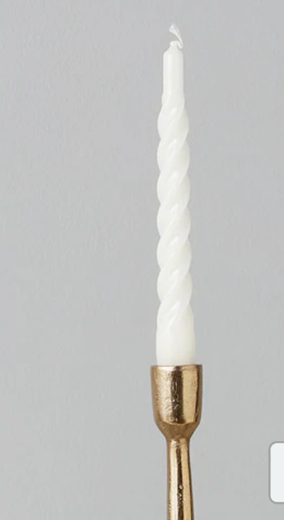 White Twisted Taper Candles, Set of 6