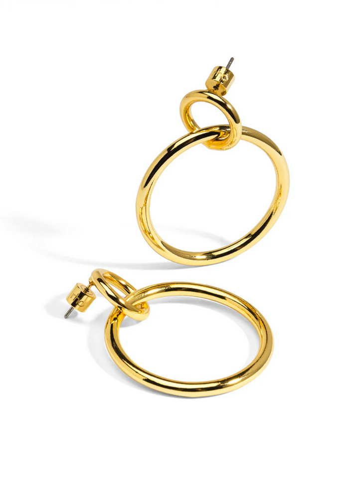 Front-Facing Double Hoop Drop Earrings