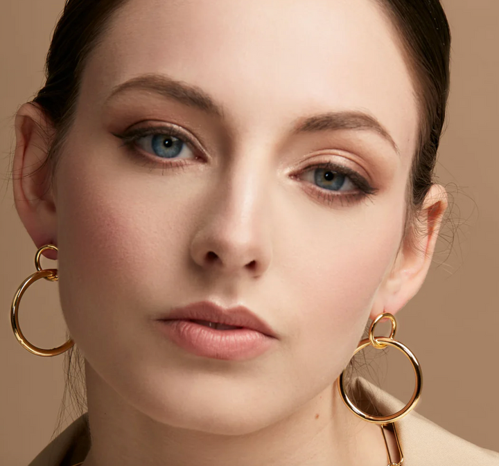 Front-Facing Double Hoop Drop Earrings