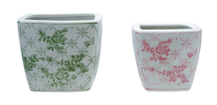 7" Sq x 6"H Stoneware Planter