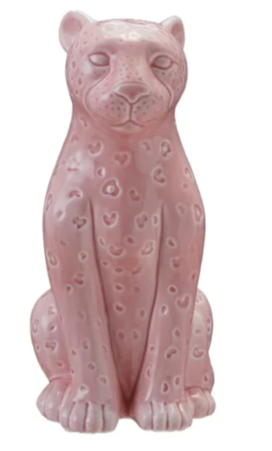 4-1/2"L x 6-3/4"W x 9-3/4"H Stoneware Leopard Table Lamp