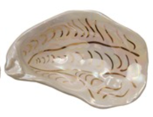 5"L Ceramic Oyster Dish w Gold