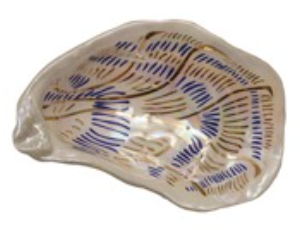 5"L Ceramic Oyster Dish w Gold