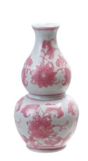 Pink Floral - 3" Rd x 7"H Stoneware Vase