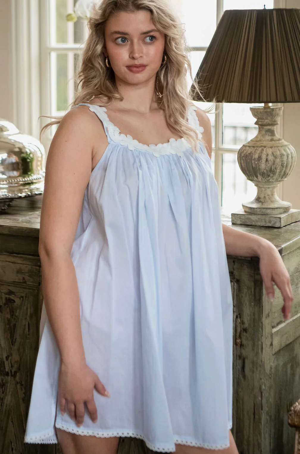Julia Cotton Blue Tank NightGown