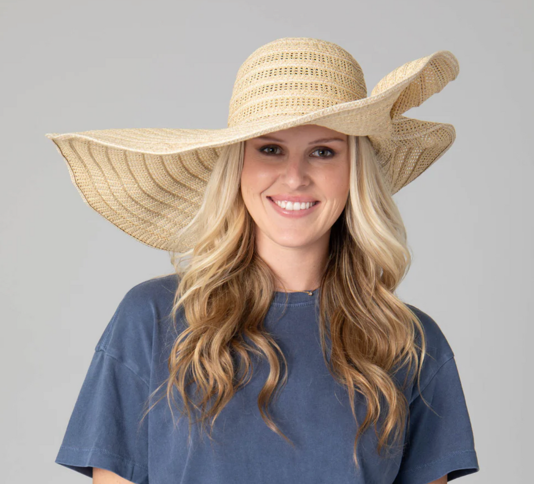 Dune- Open Paper Weave Wide Brim Floppy Sun Hat