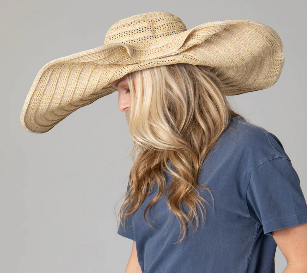 Dune- Open Paper Weave Wide Brim Floppy Sun Hat