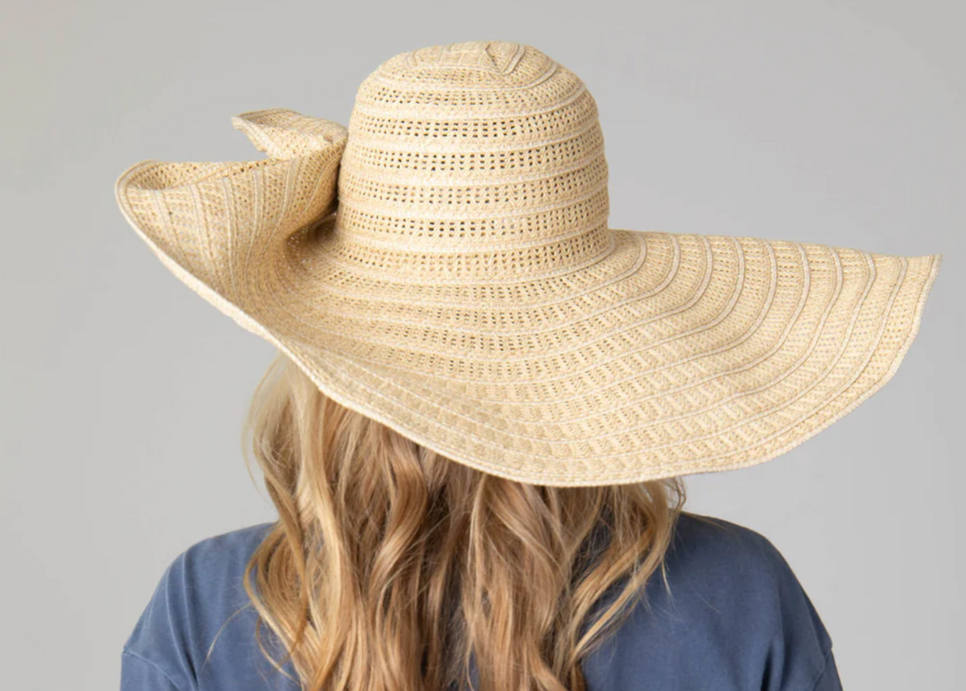 Dune- Open Paper Weave Wide Brim Floppy Sun Hat