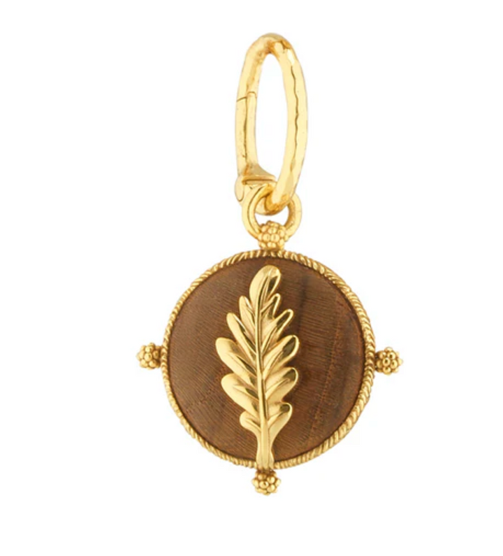 Forest Walk Oak Leaf Double Sided Pendant- Teak/Gold