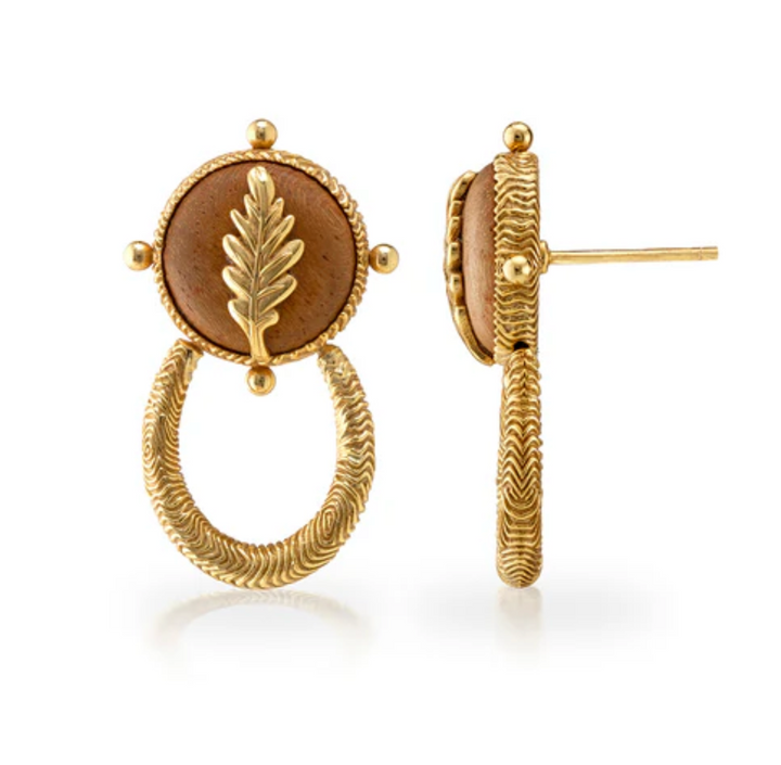 Forest Walk Oak Leaf Earrings- Teak