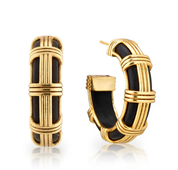 Gaia Cage Hoop Earrings- Ebony