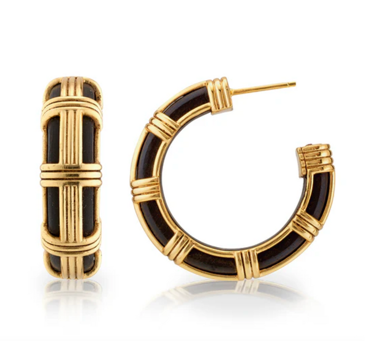 Gaia Cage Hoop Earrings- Ebony