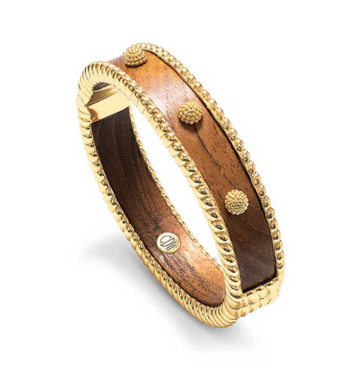 Berry Small Hinged Bangle- Teak
