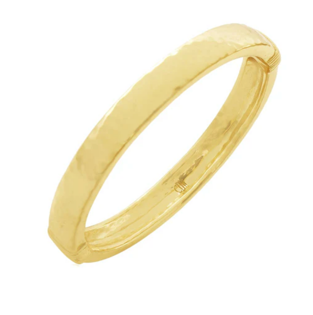 Cleopatra Oval Hinged Bangle, M/L- Gold