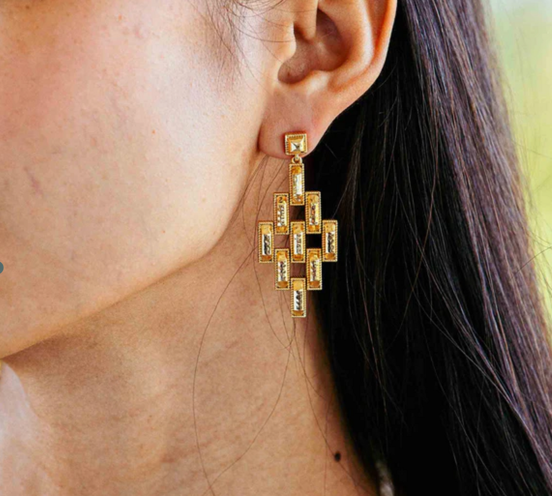 Pathway Post Drop Earrings- Gold