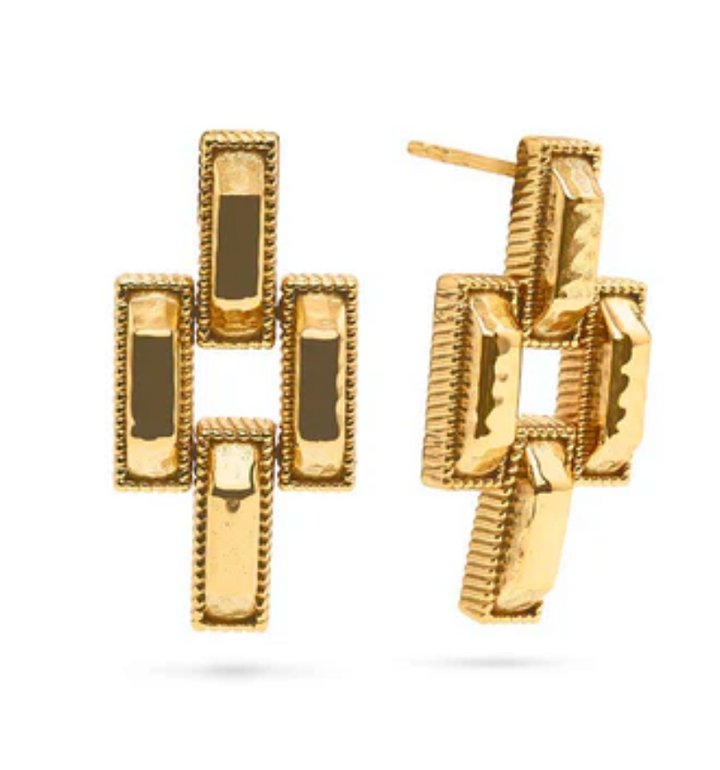 Pathway Post Small Link Earrings- Gold