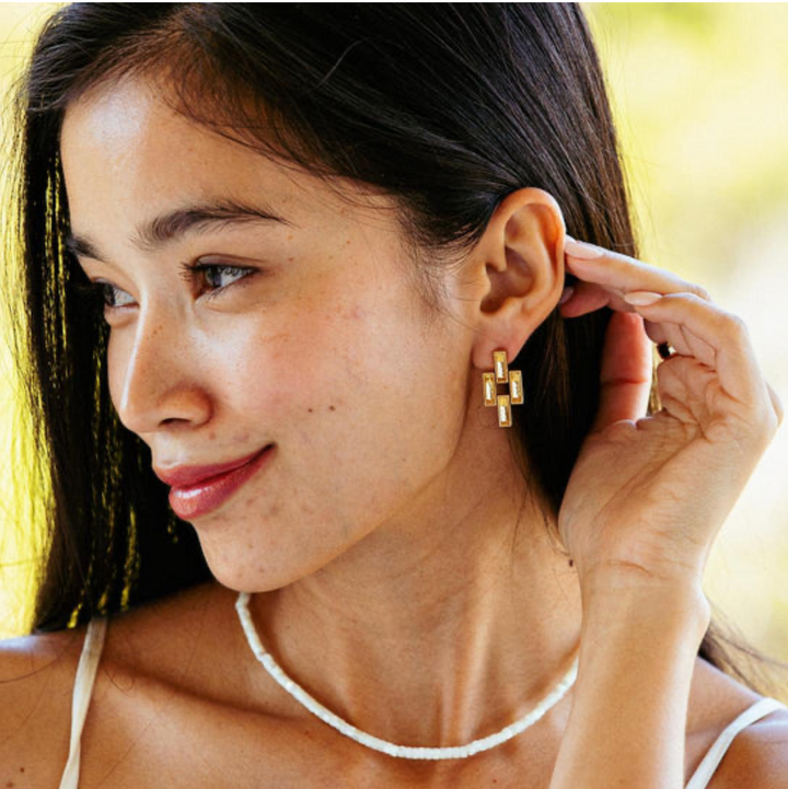 Pathway Post Small Link Earrings- Gold