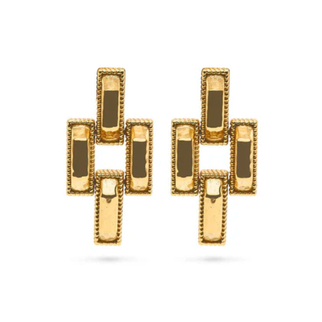 Pathway Post Small Link Earrings- Gold