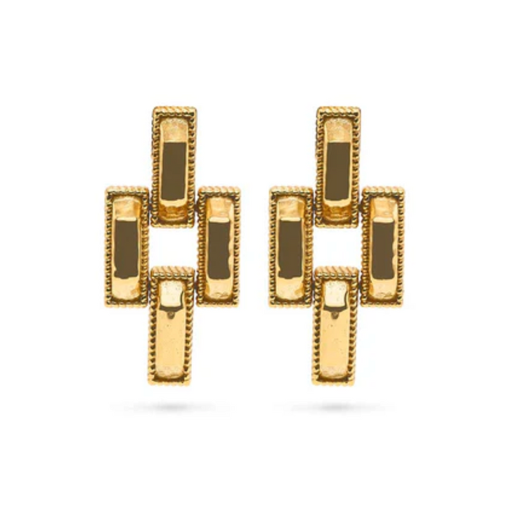 Pathway Post Small Link Earrings- Gold