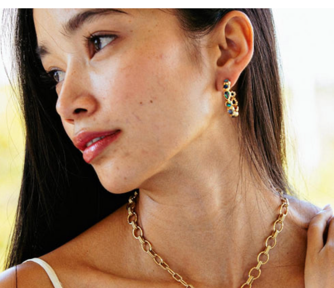 Aurora Medium Hoop Earrings- Abalone