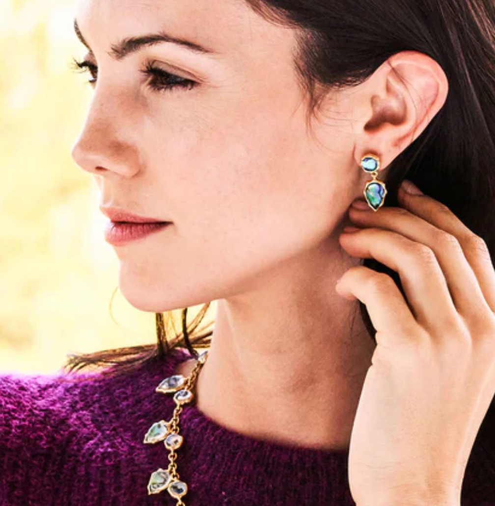 Aurora Small Drop Post Earrings- Abalone