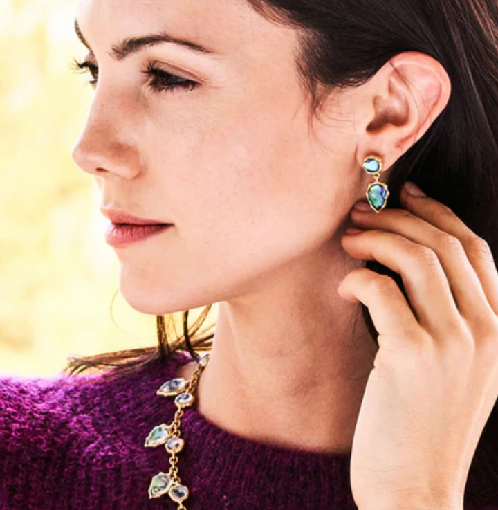 Aurora Small Drop Post Earrings- Abalone