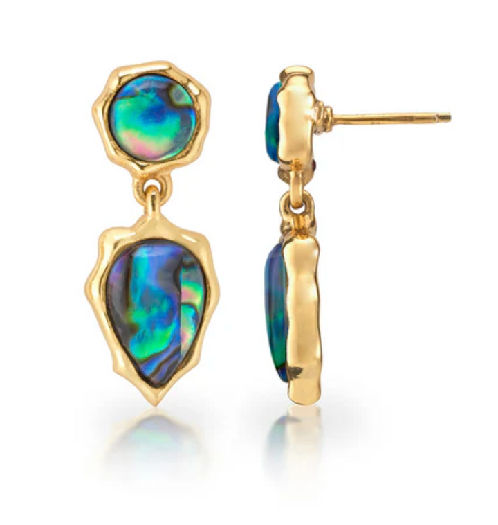 Aurora Small Drop Post Earrings- Abalone