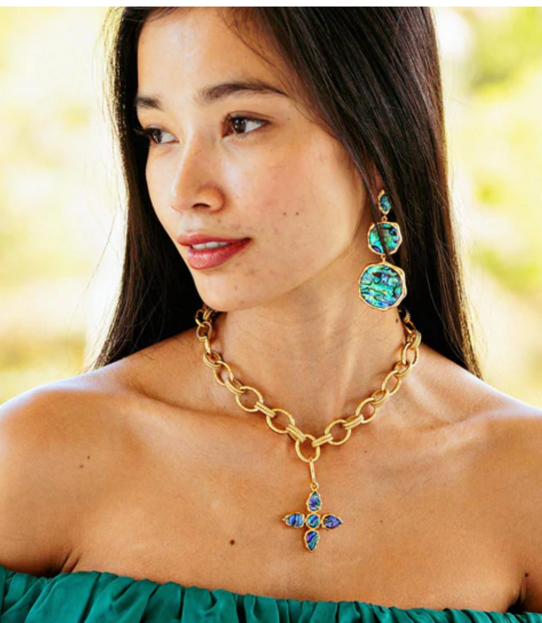 Aurora Triple Drop Post Earrings- Abalone